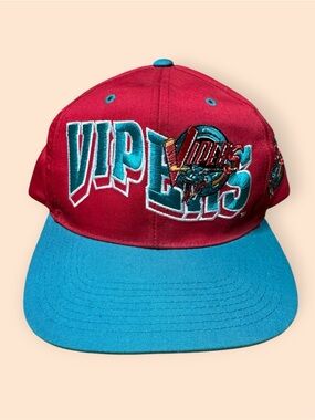 Vintage 1990s Detroit Vipers SnapBack Hat Rare Hockey Vtg 90s